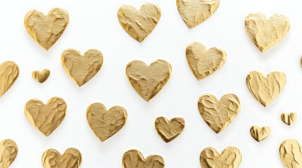 Obraz premium Valentine's card featuring a heart pattern embossed on gold foil with minimalist typography on a white background 