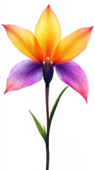 Vibrant single orchid blossom isolated on white.