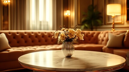 Elegant floral arrangement on coffee table in modern living room