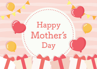 母の日のプレゼントと風船の背景素材