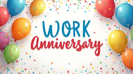 Colorful Balloons and Confetti Celebrate a Work Anniversary