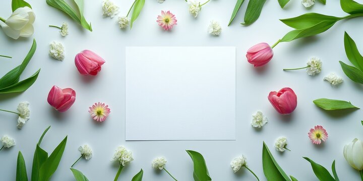 A pristine white sheet rests gently among vibrant blooms and lush leaves, inviting heartfelt messages and love notes this Valentine's Day.