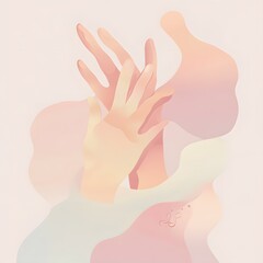 Obraz premium Intertwined Hands Gentle Touch Abstract Art Pastel Colors