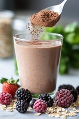 Fitness fuel: protein shake, energizing drink, muscle repair, wellness boost, recovery support, athletic nourishment, post exercise refreshment, balanced intake, health enhancing formula.