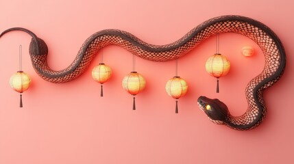 Obraz premium Serpentine Form Adorned With Illuminated Lanterns