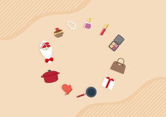 母の日のセールチラシのデザインのベクターイラスト08