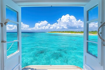 Serene Ocean View from Doorway on Clear Day