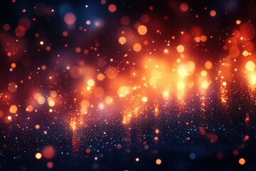 A vibrant abstract background with glowing bokeh lights and sparkles.