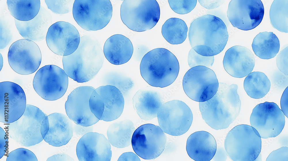Poster watercolor blue circle pattern: a delicate and calming pattern of blue watercolor circles, perfect f