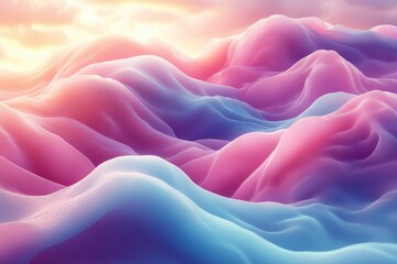 Obraz premium A vibrant, abstract landscape of soft, wavy forms in pastel colors.