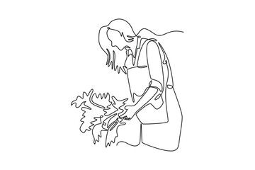 Farmers market concept. Single line draw design vector graphic illustration.