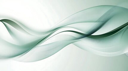 Obraz premium Abstract Green Waves Flowing Softly Across White Background