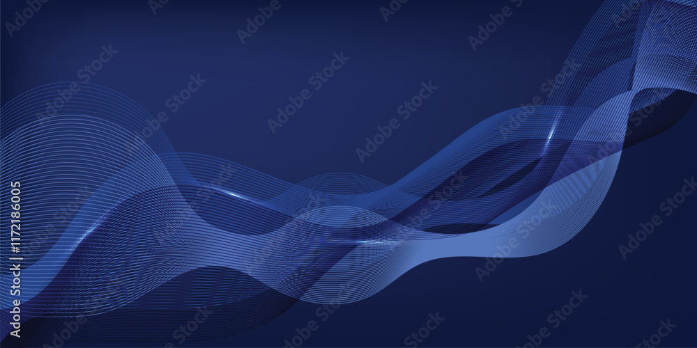 Poster abstract blue background with flowing lines for futuristic concept. dynamic waves. vector illustrati