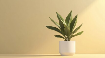 House plant on yellow background