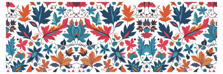 Colorful Autumn Leaves Pattern Vector Illustration Isolated on White Background for wallpaper, wrapping paper, pattern filling, textile, autumn greeting card
