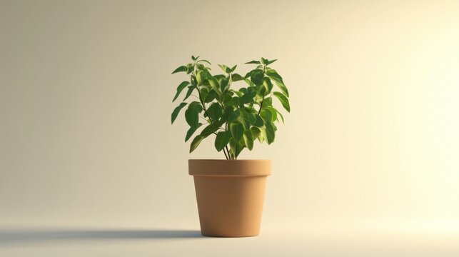 Potted pland on warm lighting room