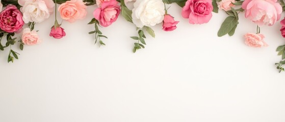 Delicate pink and white blossoms dance gracefully against a crisp white backdrop, embodying the essence of love and romance this Valentine's Day.