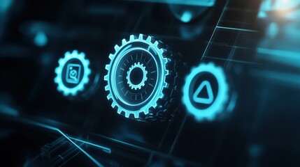 Symbols or graphics representing the concept of quality improvement resulting from a software update and system installation.