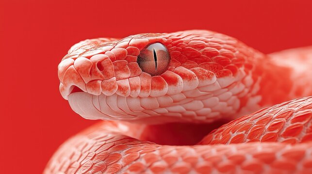 Close-Up of a Vibrant Red Snake