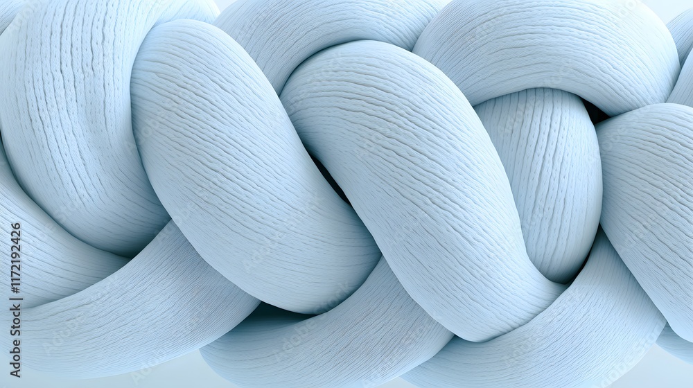 Poster intricate close-up of soft blue rope twists interwoven in a detailed and textured pattern, perfect f