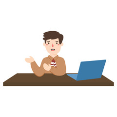 Elementary school student with laptop