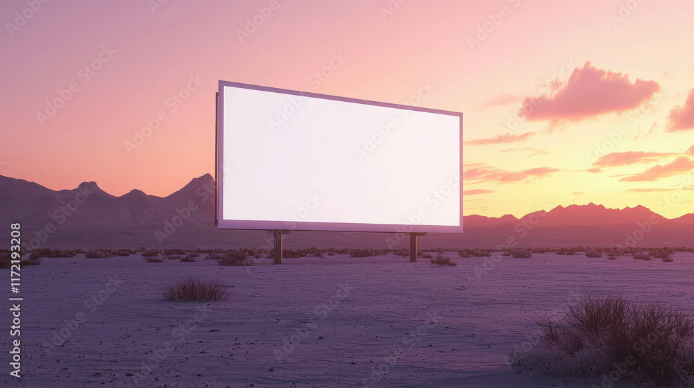 Poster simple elegant 3d billboard structure with soft colors at sunset