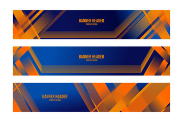 set of business banner desain templates color blue orange