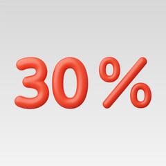 3d Realistic 30 Percent vector illustration