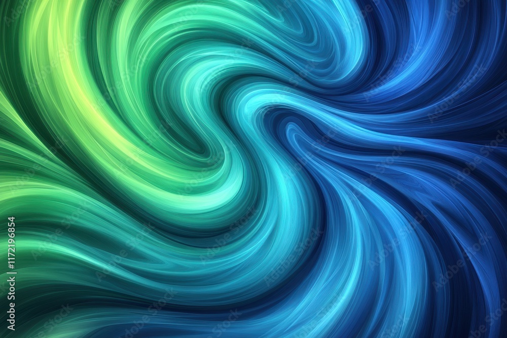 Poster abstract swirling teal and green pattern. ideal for website backgrounds, adding a dynamic visual ele