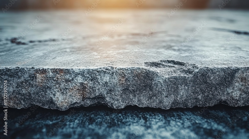 Poster textured surface of a rough stone slab showing geometric patterns and natural details with soft ligh