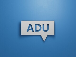 adu , questions and answers on Speech Bubble.Minimalist Abstract Design With White Cut Out Paper.3D rendering on blue background.