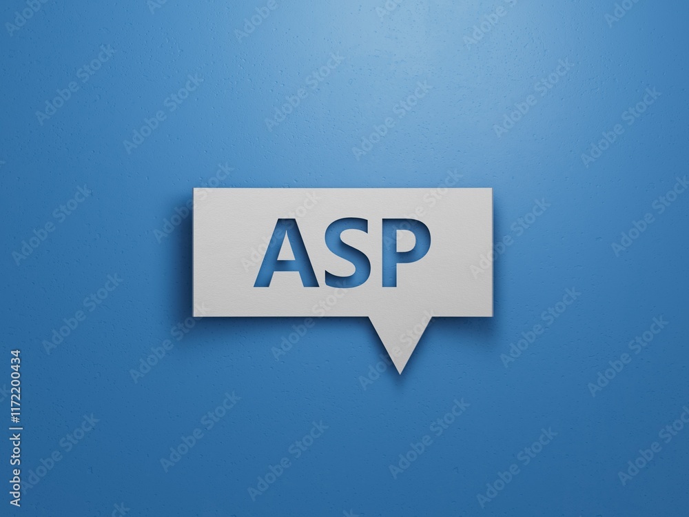 Poster asp sign on the speech bubble.business concept.minimalist abstract design with white cut out paper.3