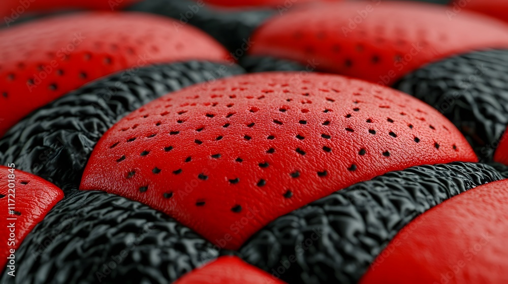 Aufkleber close-up image of textured red and black leather pattern showcasing intricate details and highlighti