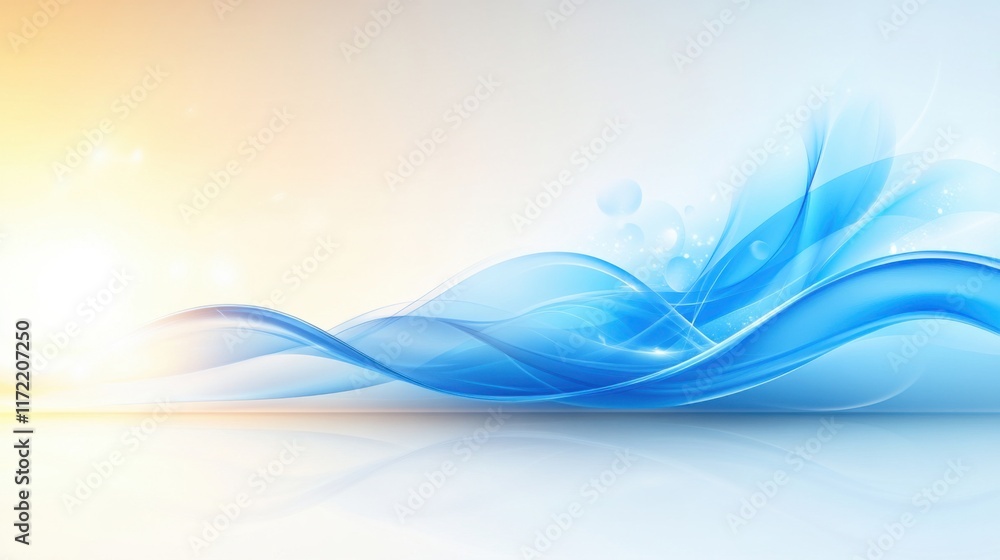 Aufkleber soft flowing waves of blue and light gradience with gentle shimmering effects representing calmness 