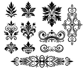 Vintage royal ornament in black color.