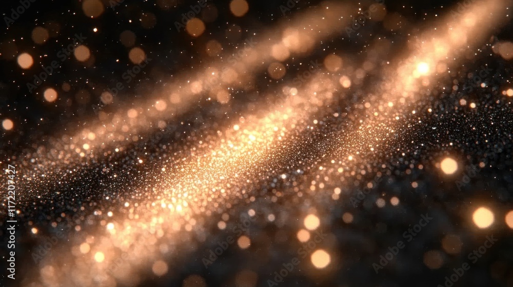 Poster enchanting glow of golden particles creating dreamy atmosphere with soft lights, ideal for backgroun