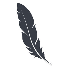 Fototapeta premium Bird Feather Black Silhouette Isolated on White Background. Vector Illustration