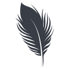 Obraz premium Bird Feather Black Silhouette Isolated on White Background. Vector Illustration