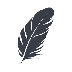 Fototapeta premium Bird Feather Black Silhouette Isolated on White Background. Vector Illustration