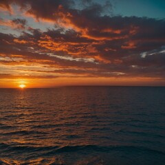 Naklejka premium Leonardo_Kino_XL_Sunset_Over_the_Horizon_The_sun_dipping_below_0