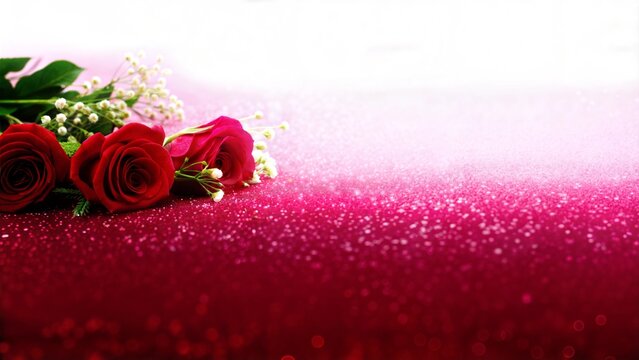 rose laying flat surface springle effect background mother's day valentine's day wedding