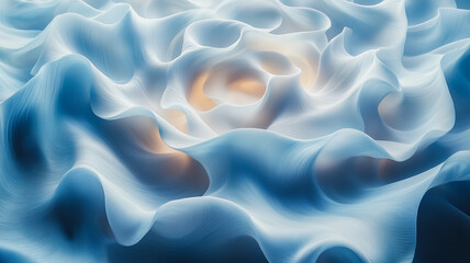 Obraz premium Abstract Blue Fabric: A close-up of a blue fabric with a textured, wavy pattern that creates a sense of depth and movement. The soft.