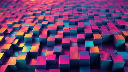 A holographic cube matrix wallpaper with vibrant colors.