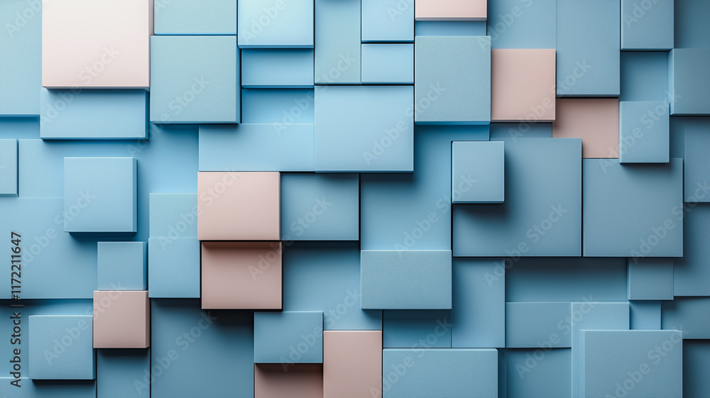 Poster abstract blue and pink cube pattern: a captivating abstract composition featuring a mesmerizing arra