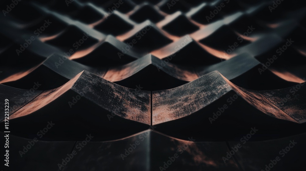 Poster abstract dark wooden wave pattern geometric background texture 3d render