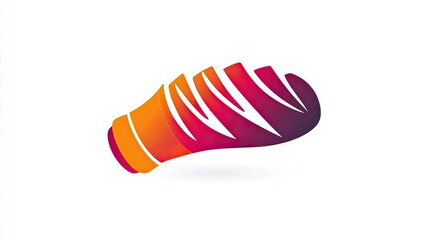 A stylized graphic representation resembling a shuttlecock with vibrant colors.