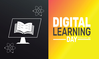 February is Digital Learning Day background template. Perfect for banners, cards, posters, and social media .
 Vector design with text inscription and classic color for a professional look