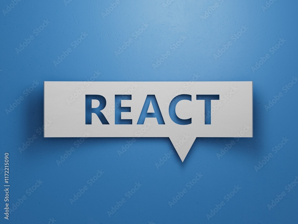 Poster speech bubble with text react. financial market. financing.minimalist abstract design with white cut