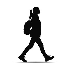 Woman Hiking Silhouette