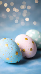 Delicate Easter eggs in a festive atmosphere